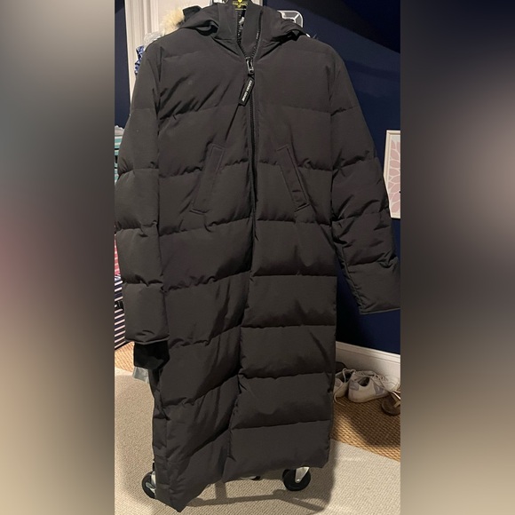 Canada Goose Black Long Down Puffer Coat with Fur-Trim Hood - Picture 6 of 8